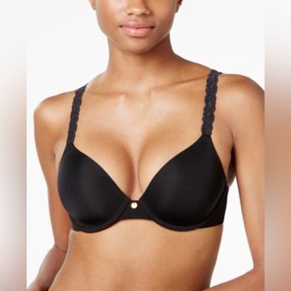 Natori Pure Luxe Custom Coverage Contour Underwire Bra In Black - Picture 1 of 4